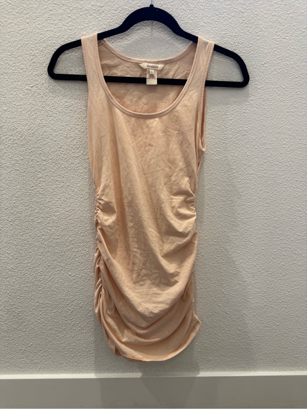 Sundance peach-colored ruched scoop-neck sleeveless cotton tank